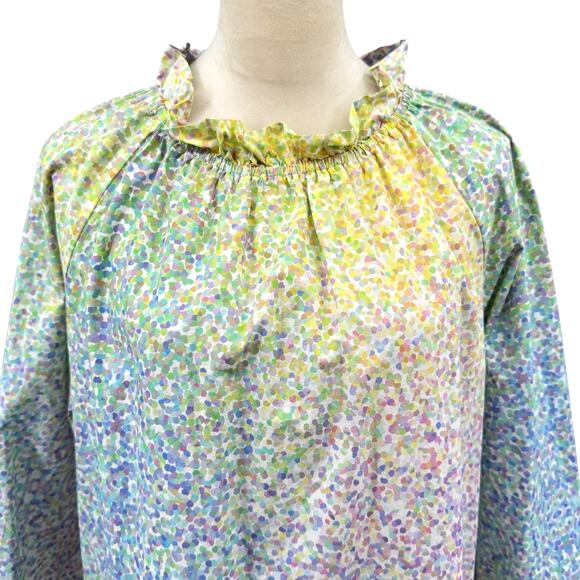 Cynthia Rowley Confetti Dot Print 100% Poplin Cotton Long Sleeve Shift Dress - Picture 8 of 16